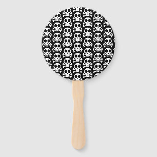 spooky skull on a black background hand fan