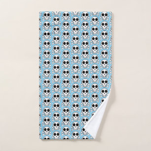 spooky skull on a black background hand towel