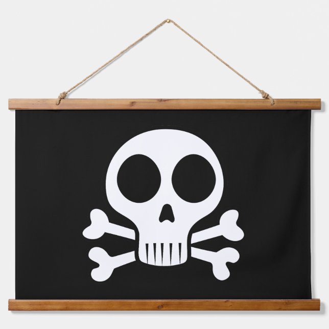 spooky skull on a black background hanging tapestry (Front)