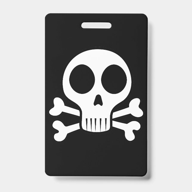 spooky skull on a black background ID badge (Front)