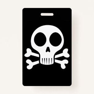 spooky skull on a black background ID badge