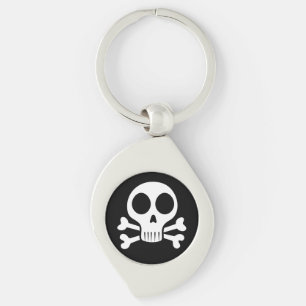 spooky skull on a black background key ring