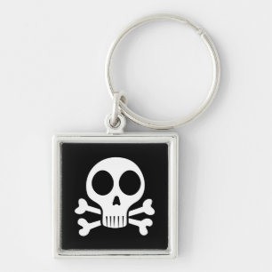 spooky skull on a black background key ring