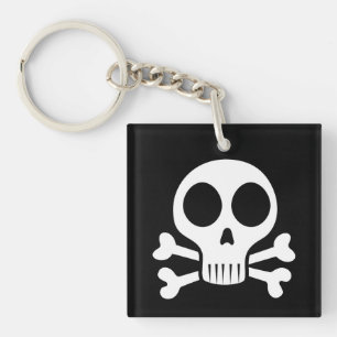 spooky skull on a black background key ring
