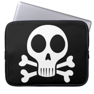 spooky skull on a black background laptop sleeve