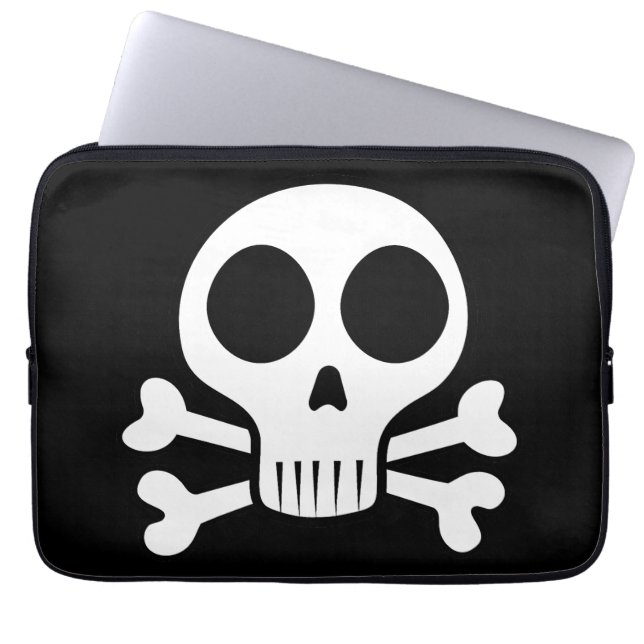 spooky skull on a black background laptop sleeve (Front)