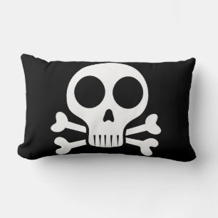 spooky skull on a black background lumbar cushion