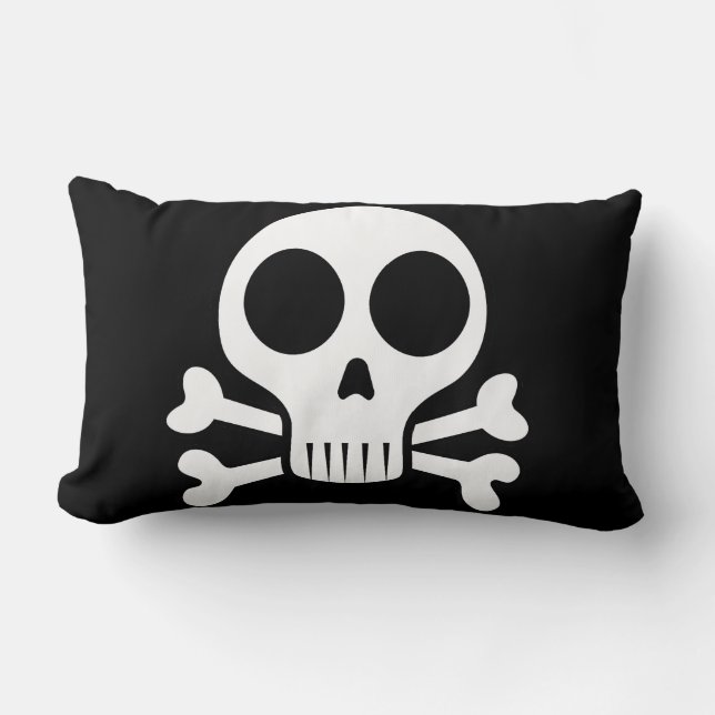 spooky skull on a black background lumbar cushion (Front)