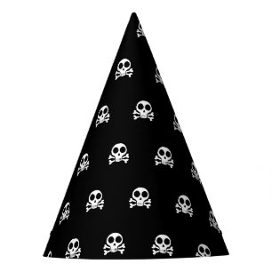 spooky skull on a black background party hat
