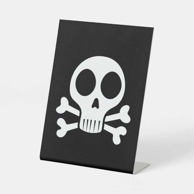 spooky skull on a black background pedestal sign (Front)