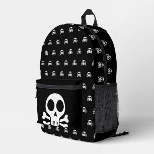 spooky skull on a black background printed backpack