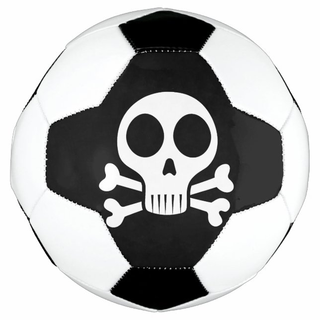 spooky skull on a black background soccer ball (Front)