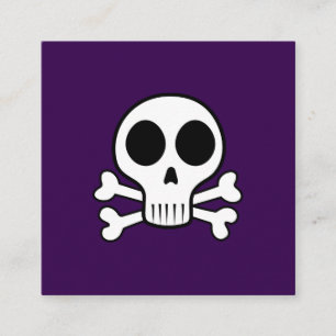 spooky skull on a black background square business card