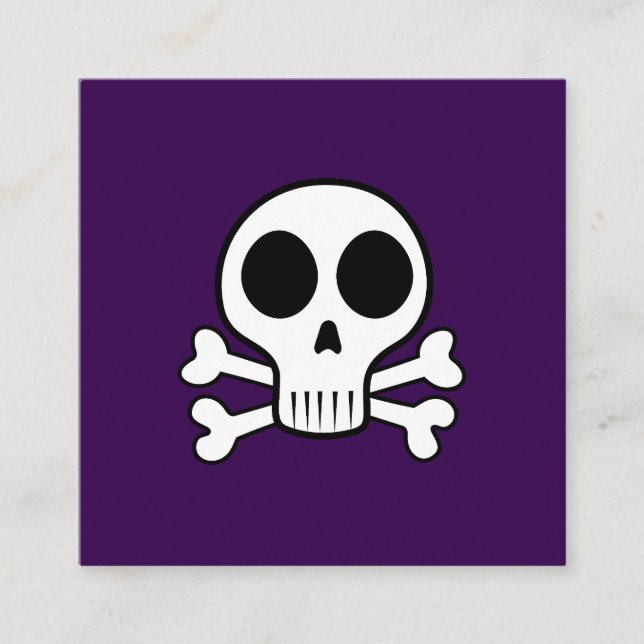 spooky skull on a black background square business card (Front)