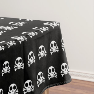 spooky skull on a black background tablecloth