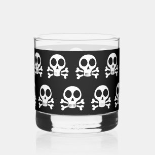 spooky skull on a black background whiskey glass