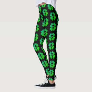 Spooky skull shamrock pattern leggings