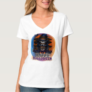 Spooky Skull Witch Halloween Art-88888 T-Shirt