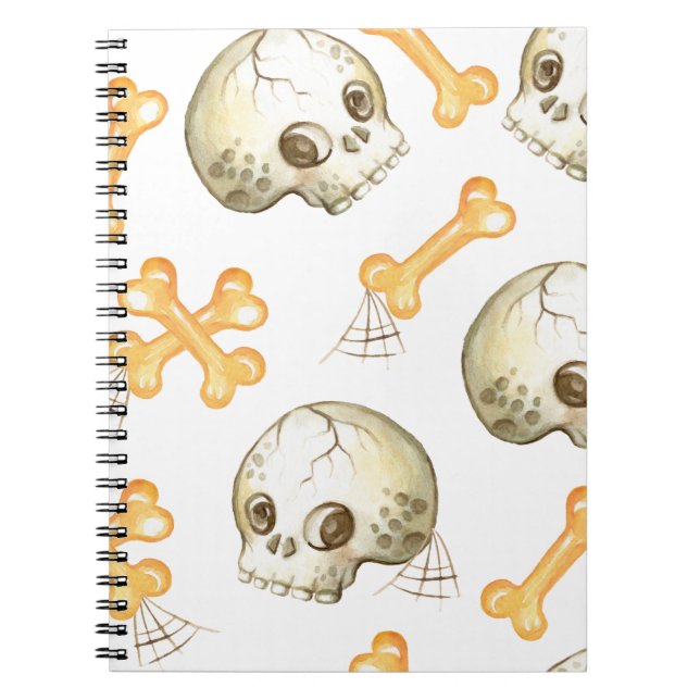 Spooky skulls and bones Halloween pattern Notebook (Front)