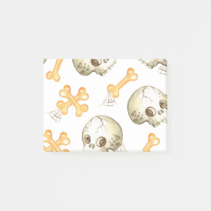 Spooky skulls and bones Halloween pattern Post-it Notes
