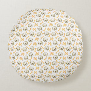 Spooky skulls and bones Halloween pattern Wrapping Round Cushion