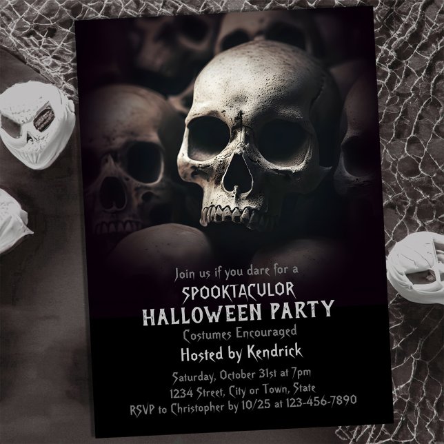Spooky Skulls Halloween Costume Party Invitation (Creator Uploaded)
