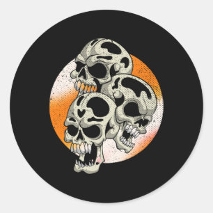 Spooky Skulls Halloween Costume Party Scary Skull  Classic Round Sticker