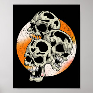Spooky Skulls Halloween Costume Party Scary Skull Poster