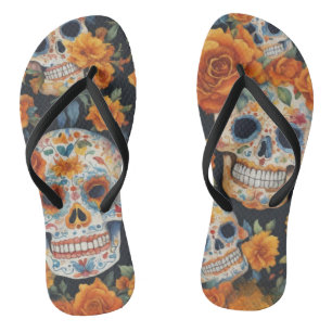 Spooky Skulls: Halloween-Inspired pattern Design Jandals