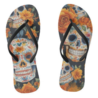 Spooky Skulls: Halloween-Inspired pattern Design Jandals