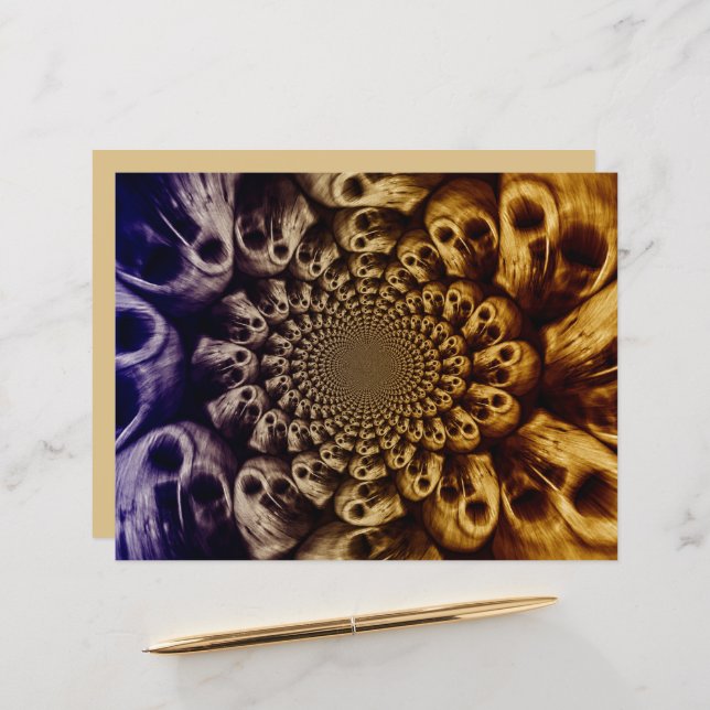 Spooky Skulls Purple Black Abstract Pop Art (Front/Back In Situ)