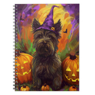 Spooky Skye Terrier Dog Halloween Witch Pumpkin Notebook