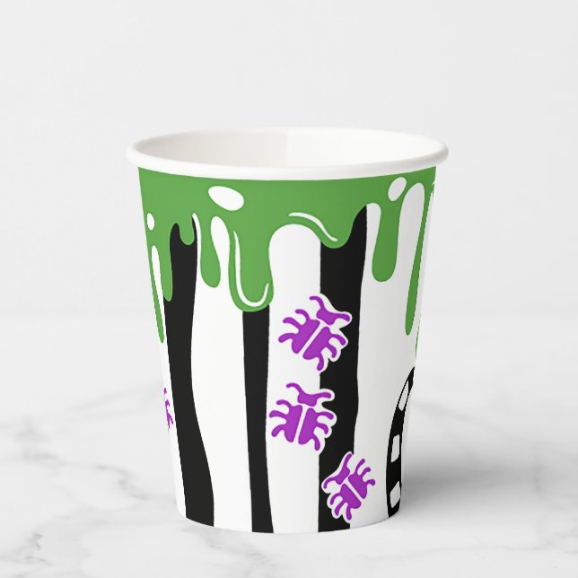 Spooky Slime and Stripes Halloween Paper Cups (Left)