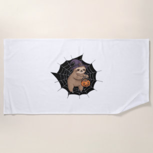 Spooky Sloth Halloween Fun - Cute Trick-or-Treat A Beach Towel