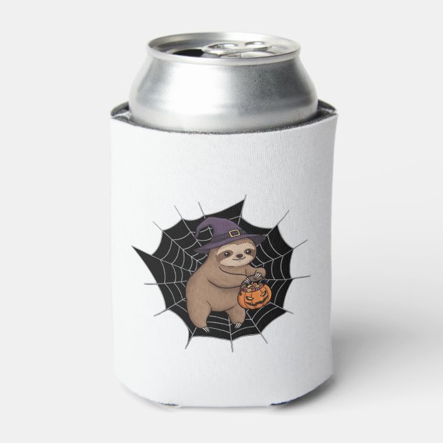 Spooky Sloth Halloween Fun - Cute Trick-or-Treat A Can Cooler (Can Front)