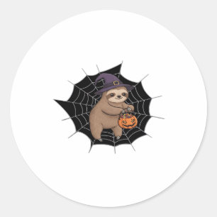 Spooky Sloth Halloween Fun - Cute Trick-or-Treat A Classic Round Sticker