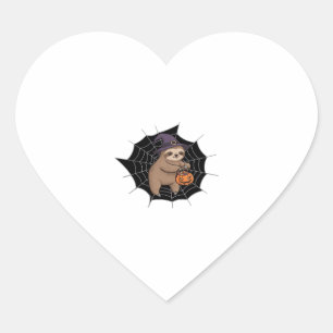 Spooky Sloth Halloween Fun - Cute Trick-or-Treat A Heart Sticker