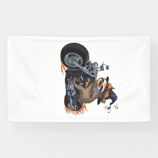 Spooky Sloth Motorcycle Ride Halloween Biker Fun C Banner (Horizontal)