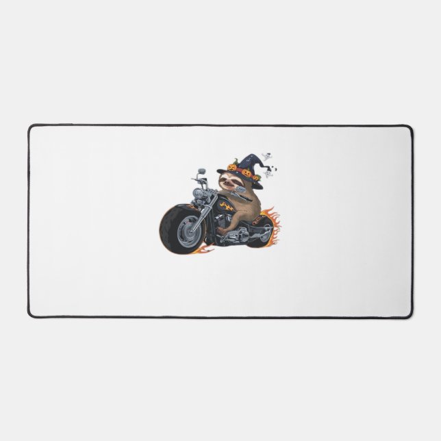 Spooky Sloth Motorcycle Ride Halloween Biker Fun C Desk Mat (Front)