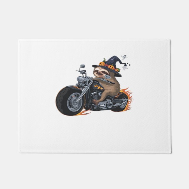 Spooky Sloth Motorcycle Ride Halloween Biker Fun C Doormat (Front)