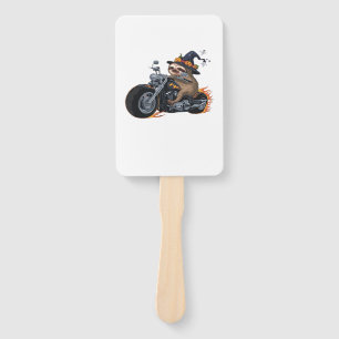 Spooky Sloth Motorcycle Ride Halloween Biker Fun C Hand Fan