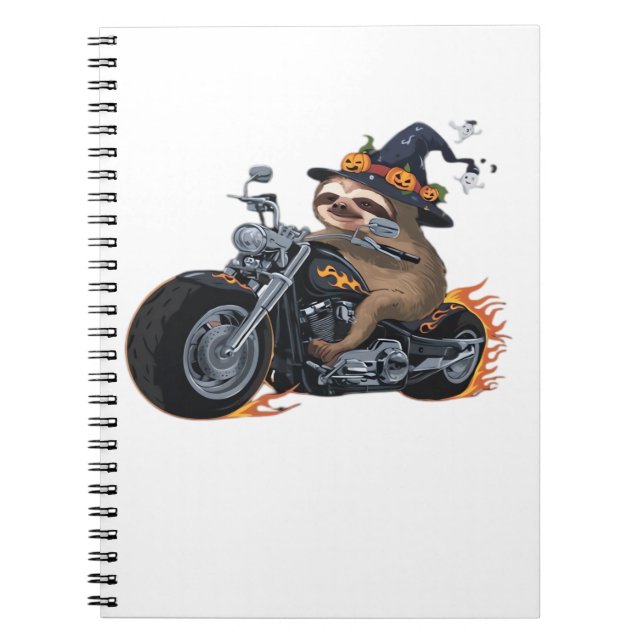Spooky Sloth Motorcycle Ride Halloween Biker Fun C Notebook (Front)