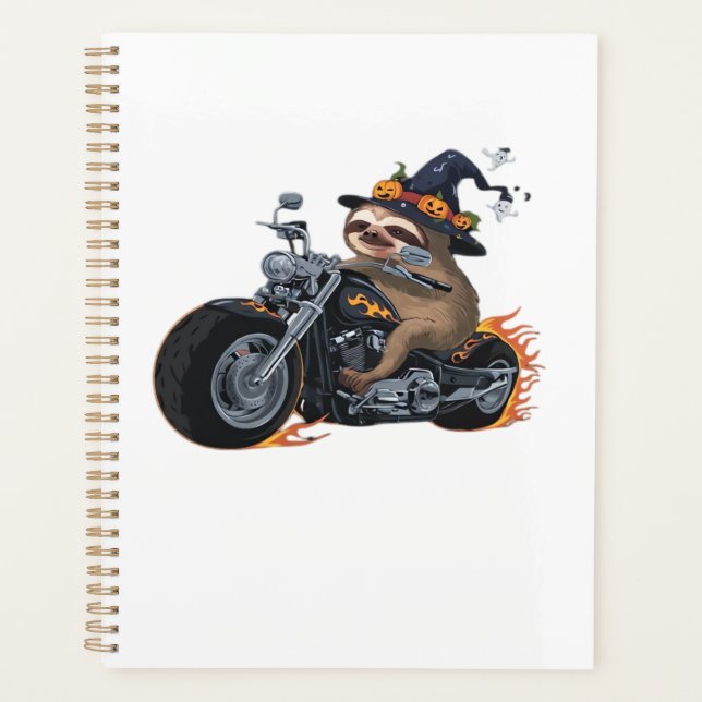 Spooky Sloth Motorcycle Ride Halloween Biker Fun C Planner (Front)