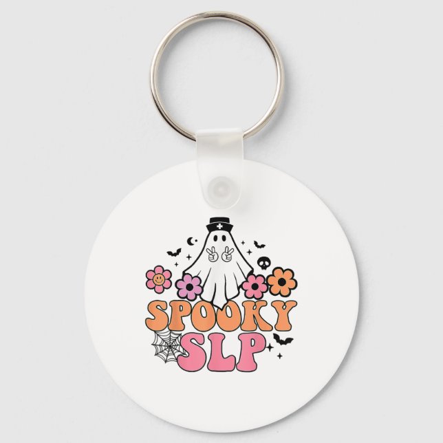 Spooky Slp Speech Language Pathologist Cute Ghost  Key Ring (Front)