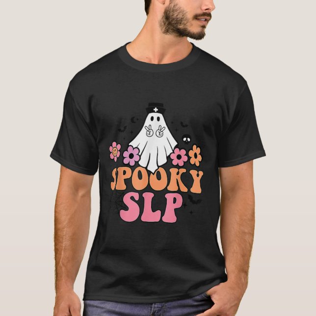 Spooky Slp Speech Language Pathologist Cute Ghost  T-Shirt (Front)