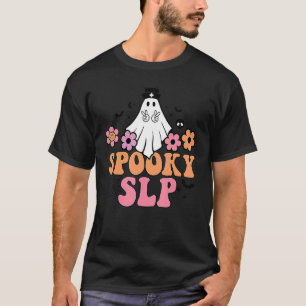Spooky SLP Speech Language Pathologist Ghost Hallo T-Shirt