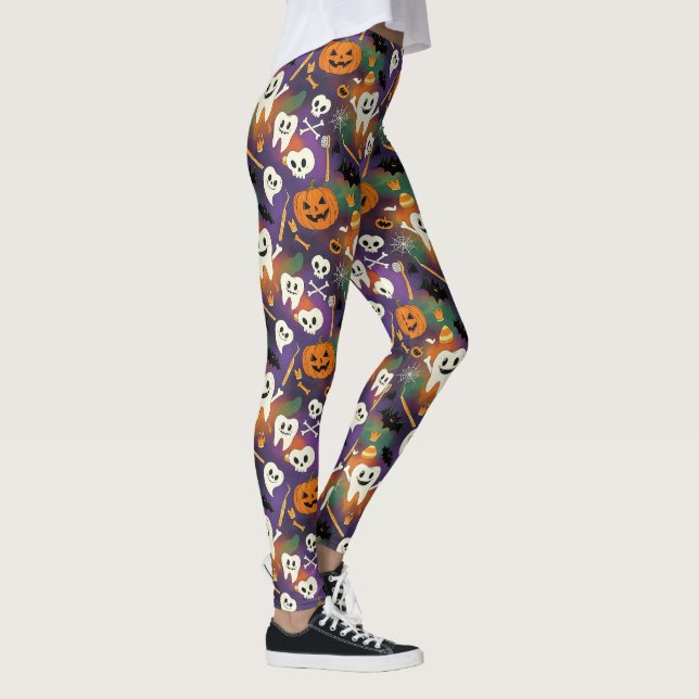 Spooky Smile Pumpkin Tooth Pattern Leggings (Right)