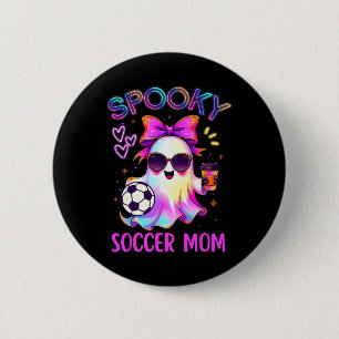 Spooky Soccer Mum Coquette Bow Coffee Lover Soccer 6 Cm Round Badge