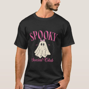 Spooky Social Club Ghost Girly Coquette Pink Bow H T-Shirt