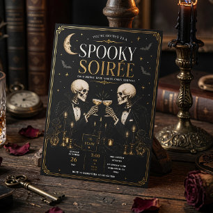 Spooky Soirée Luxury Halloween Dinner Party Holiday Card